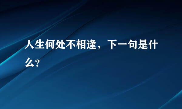 人生何处不相逢，下一句是什么？