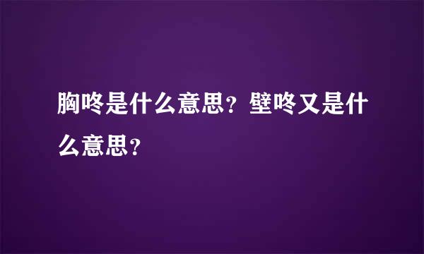 胸咚是什么意思？壁咚又是什么意思？