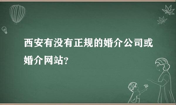 西安有没有正规的婚介公司或婚介网站？