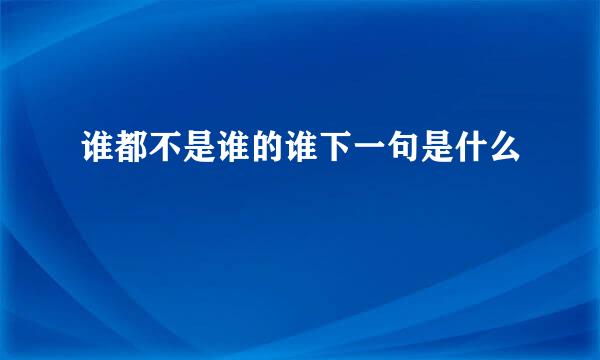 谁都不是谁的谁下一句是什么