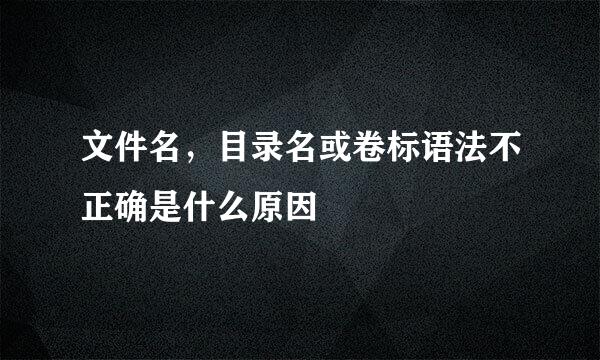 文件名，目录名或卷标语法不正确是什么原因