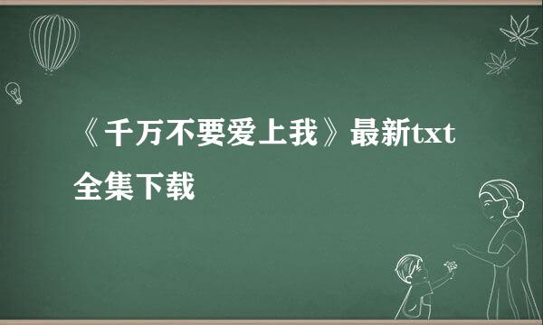 《千万不要爱上我》最新txt全集下载