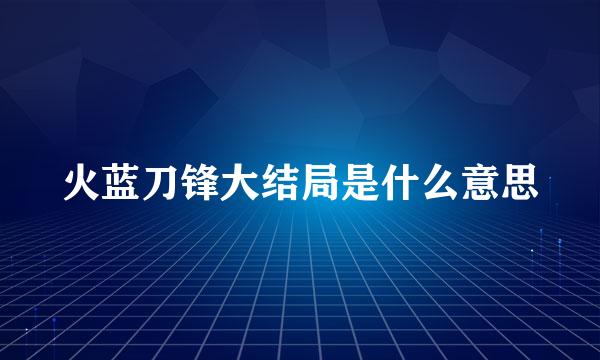 火蓝刀锋大结局是什么意思