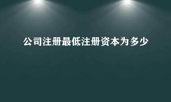 公司注册最低注册资本为多少