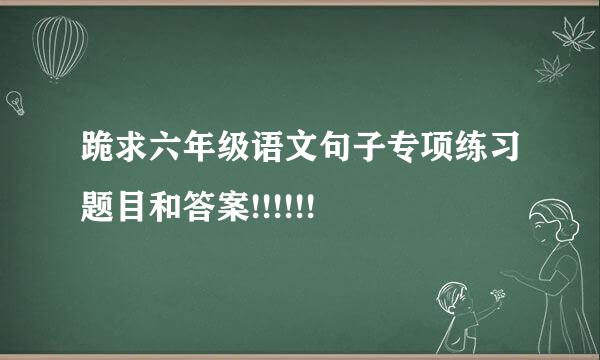 跪求六年级语文句子专项练习题目和答案!!!!!!