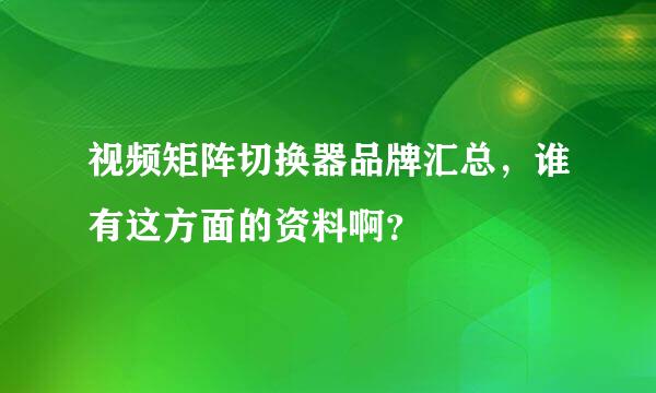 视频矩阵切换器品牌汇总，谁有这方面的资料啊？