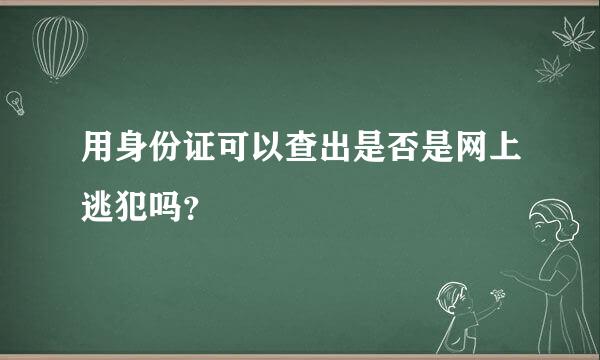 用身份证可以查出是否是网上逃犯吗？