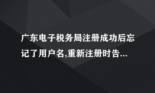 广东电子税务局注册成功后忘记了用户名,重新注册时告知手机号码已注册不能重复使用,怎样找回用户名？