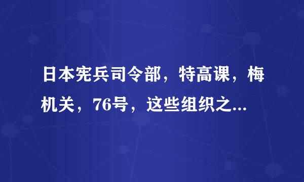 日本宪兵司令部，特高课，梅机关，76号，这些组织之间是什么关系？