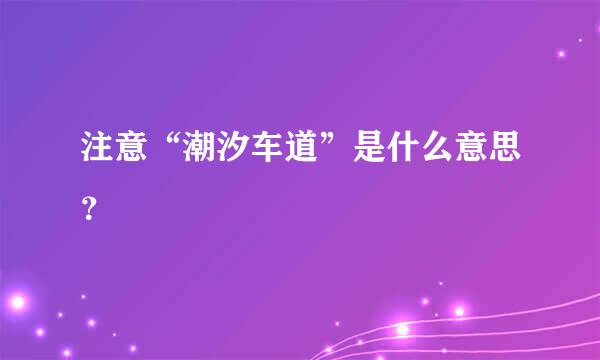 注意“潮汐车道”是什么意思？