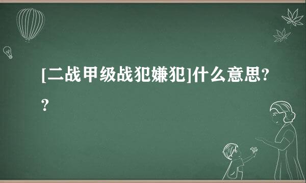 [二战甲级战犯嫌犯]什么意思??