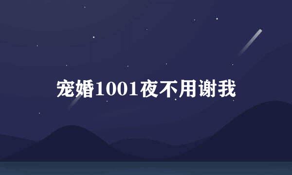 宠婚1001夜不用谢我