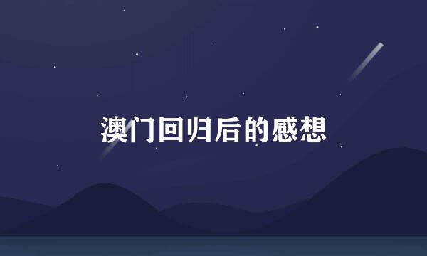 澳门回归后的感想