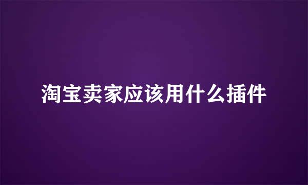 淘宝卖家应该用什么插件