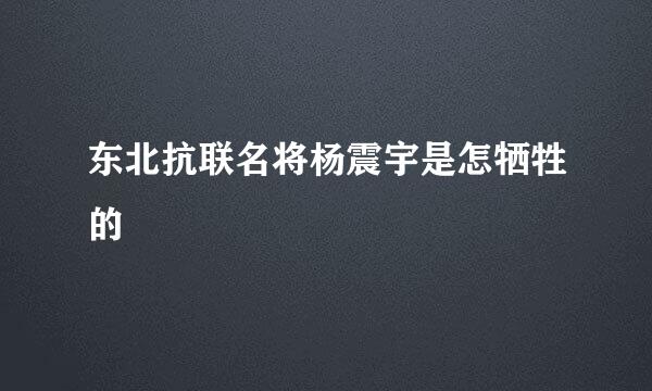 东北抗联名将杨震宇是怎牺牲的