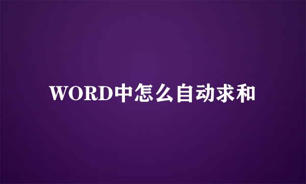 WORD中怎么自动求和