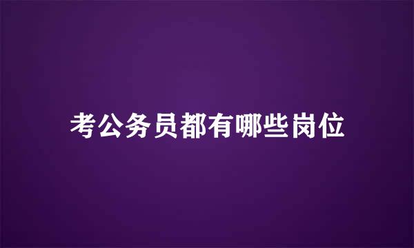 考公务员都有哪些岗位