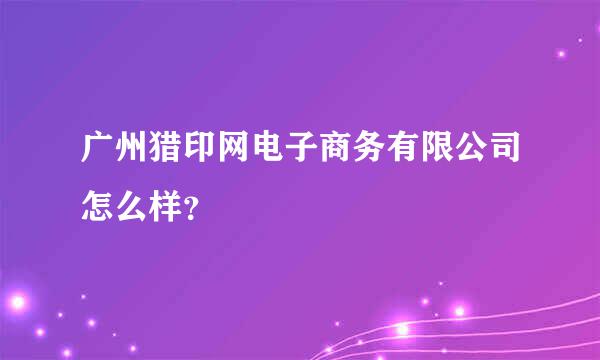 广州猎印网电子商务有限公司怎么样？