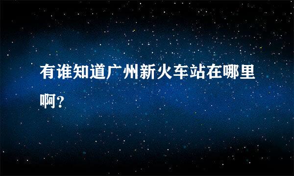 有谁知道广州新火车站在哪里啊？