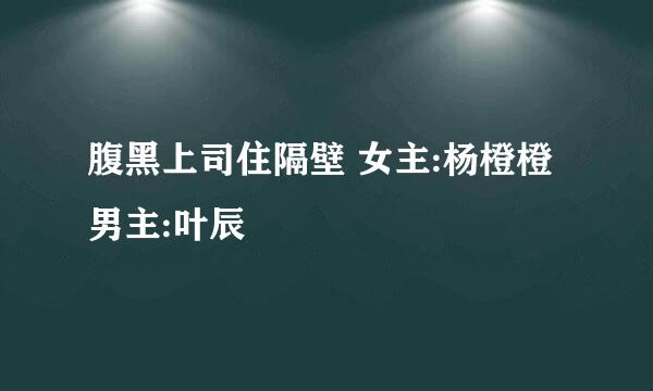 腹黑上司住隔壁 女主:杨橙橙 男主:叶辰