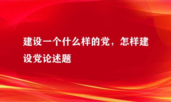 建设一个什么样的党，怎样建设党论述题