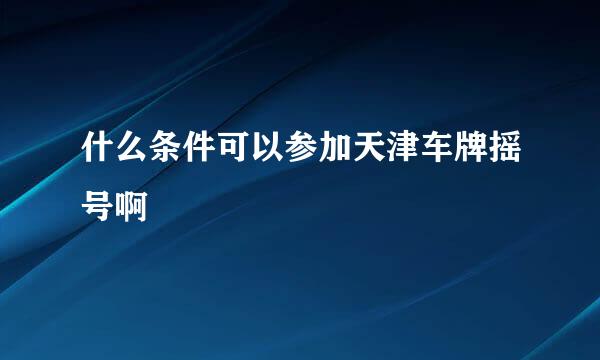 什么条件可以参加天津车牌摇号啊