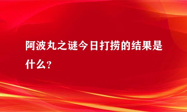 阿波丸之谜今日打捞的结果是什么？