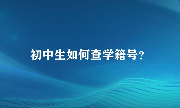 初中生如何查学籍号？