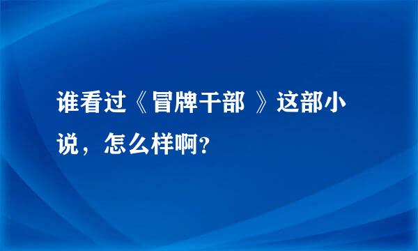 谁看过《冒牌干部 》这部小说，怎么样啊？