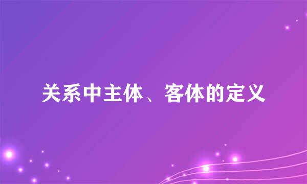 关系中主体、客体的定义