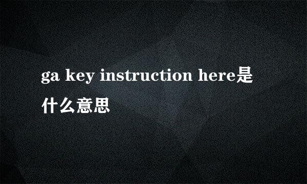 ga key instruction here是什么意思