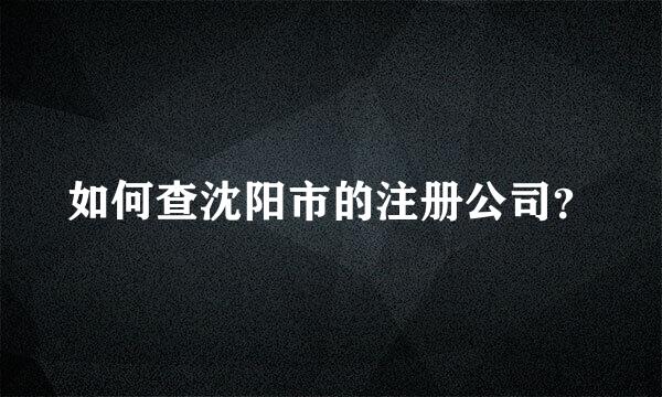 如何查沈阳市的注册公司？