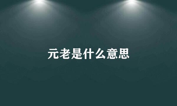 元老是什么意思