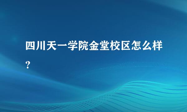 四川天一学院金堂校区怎么样？