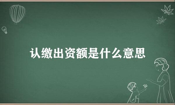 认缴出资额是什么意思