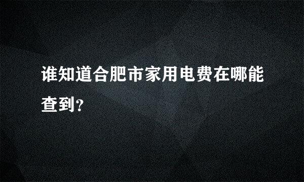 谁知道合肥市家用电费在哪能查到？