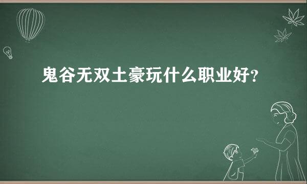 鬼谷无双土豪玩什么职业好？