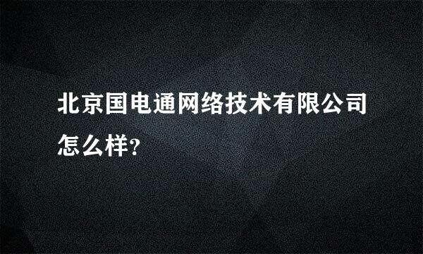 北京国电通网络技术有限公司怎么样？