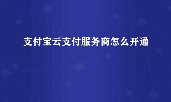 支付宝云支付服务商怎么开通