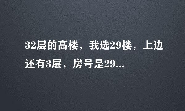 32层的高楼，我选29楼，上边还有3层，房号是2901，可是我快后悔死了，买