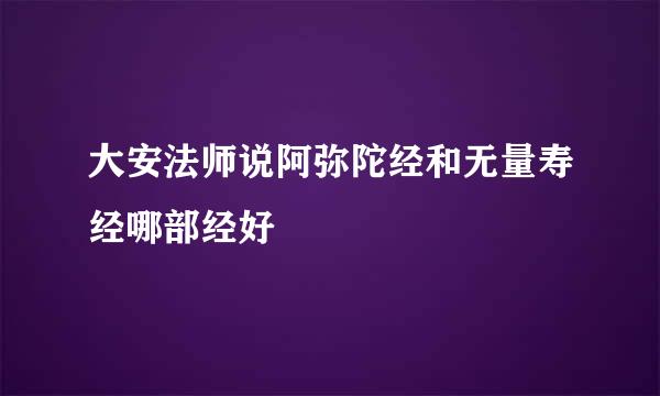 大安法师说阿弥陀经和无量寿经哪部经好