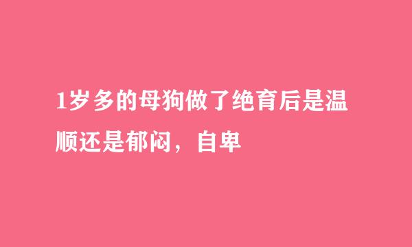 1岁多的母狗做了绝育后是温顺还是郁闷，自卑