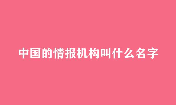 中国的情报机构叫什么名字