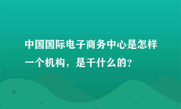 中国国际电子商务中心是怎样一个机构，是干什么的？