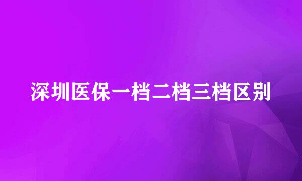 深圳医保一档二档三档区别