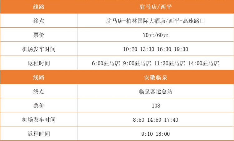 郑州新郑机场的机场大巴的时刻表