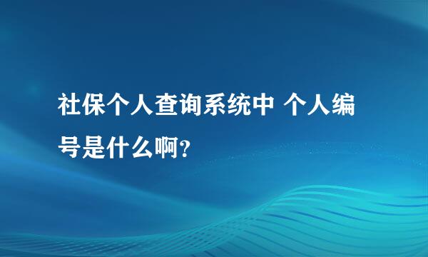 社保个人查询系统中 个人编号是什么啊？