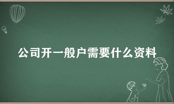 公司开一般户需要什么资料