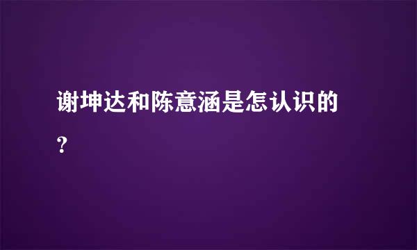 谢坤达和陈意涵是怎认识的 ？