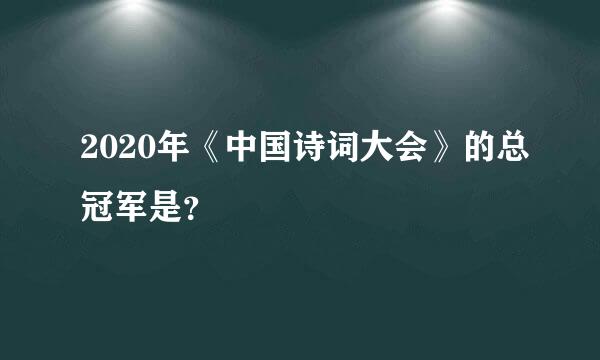 2020年《中国诗词大会》的总冠军是？